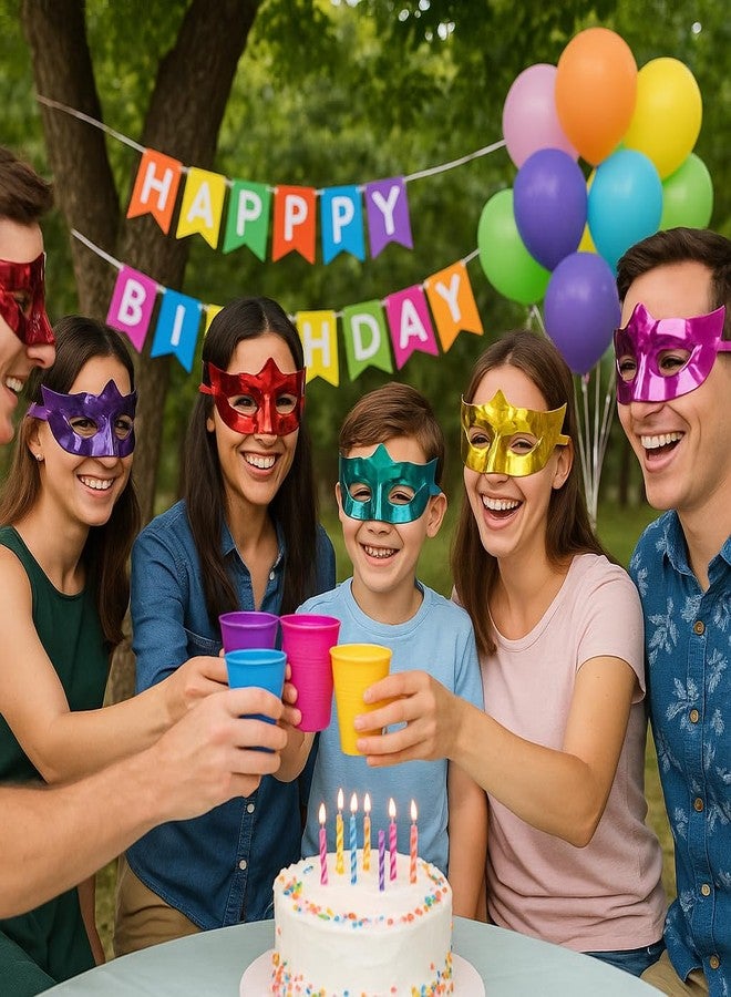 AMFIN® (Pack of 6 Metallic Eye Masks for Kids & Adults - Multicolor Masquerade Party Masks - Shiny Costume Masks for Birthday Parties, New Year Celebration, Baby Shower - Image 5